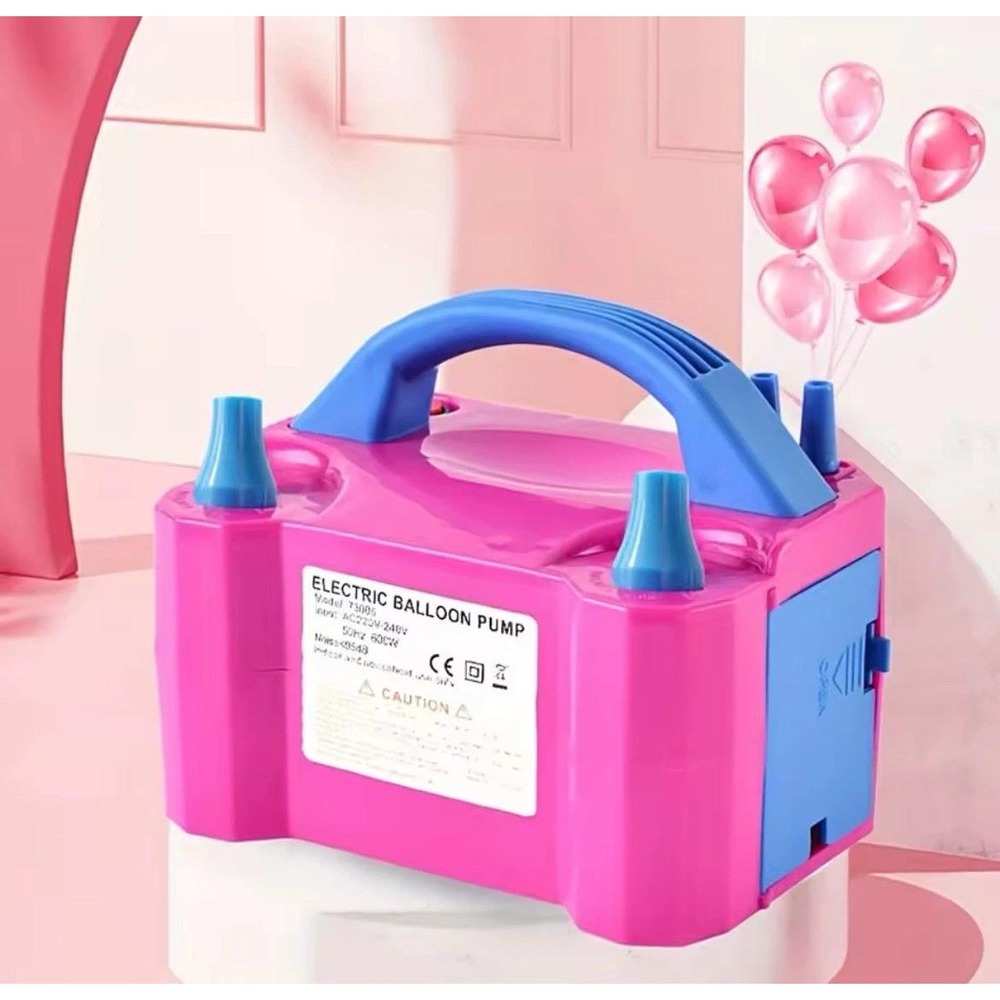 Electric Balloon Pump 73005 Dual Nozzle Portable Air Blower Pink Blue 600W
